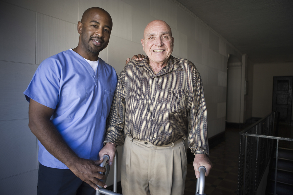 Portrait,Of,A,Male,Healthcare,Worker,With,Elderly,Man